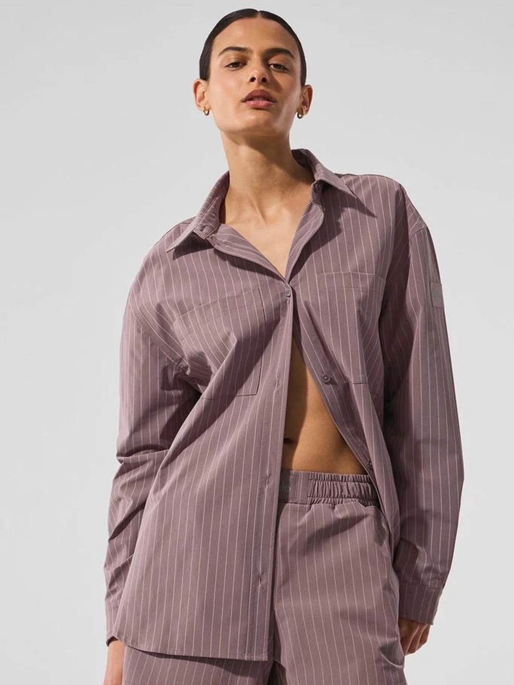 Alo Pinstripe Daylight Button Down Long Sleeve